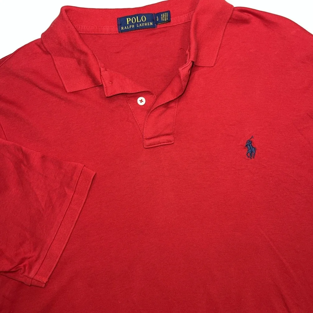 Polo Ralph Lauren Men's Red‎ Polo Short Sleeve Shirt Casual Basic Size Large